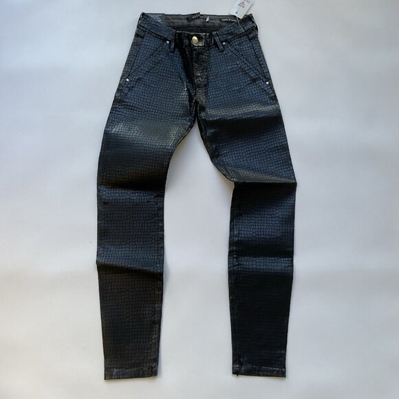 Guess Women’s Shape Up Seamless Skinny Jeans Reptile Black Waxed Finish Size 25 - Picture 2 of 14